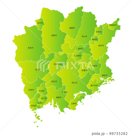 岡山県と市町村地図 99735262