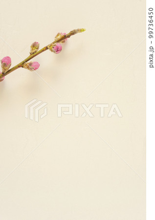 春の背景素材。和紙と桃の花の背景 99736450