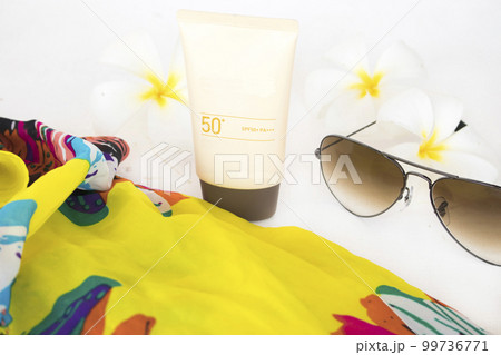 sunscreen spf50 health care for skin face with sunglasses, scarf of lifestyle woman sunscreen spf50 health care for skin face with sunglasses, scarf of lifestyle woman 99736771