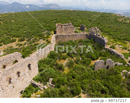 Ruins of ancient city of Sillyon from above 99737217