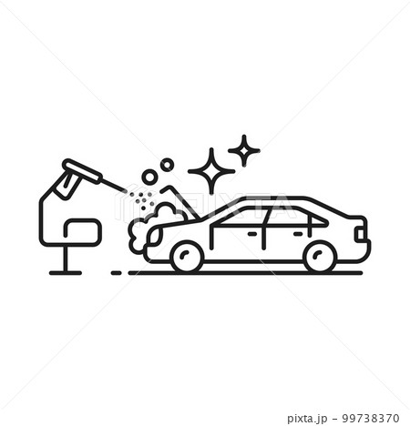 Car engine washing, vehicle cleaning by special equipment isolated outline icon. Vector auto maintenance, clean automobile thin line, garage cleaner 99738370