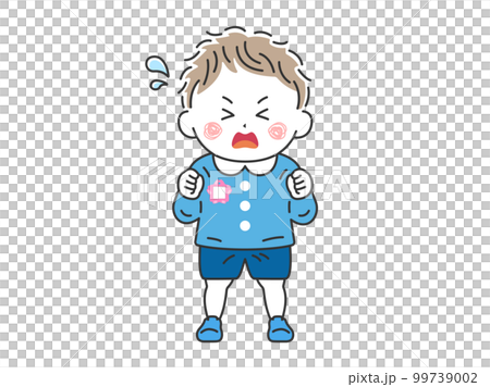 Illustration of a kindergarten boy whining 99739002