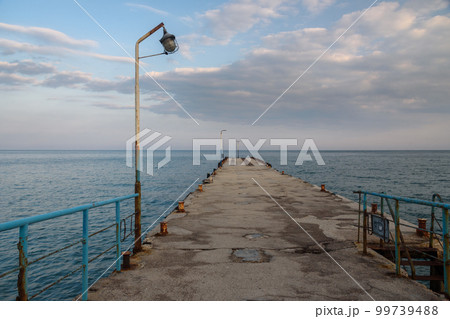 Old empty pier in blue sea. Koktebel. Crimea 99739488