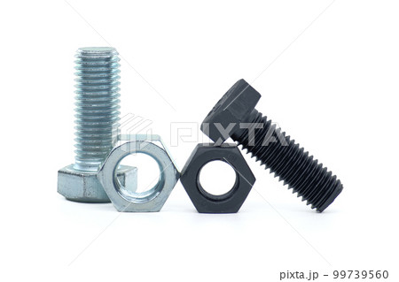 Hexagon bolts and nuts isolated on white 99739560