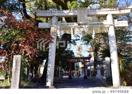 静岡市　魚町稲荷神社（清水のサッカー神社）鳥居と参道 99740688