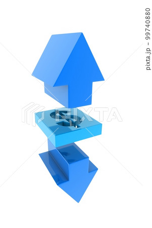 3d rendered arrows with dollar sign in white background 99740880