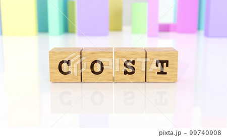 COSTの文字が印字された木製ブロック 99740908