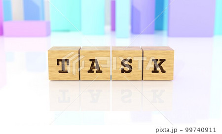 TASKの文字が印字された木製ブロック 99740911