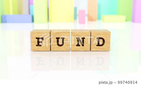 FUNDの文字が印字された木製ブロック 99740914