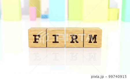 FIRMの文字が印字された木製ブロック 99740915