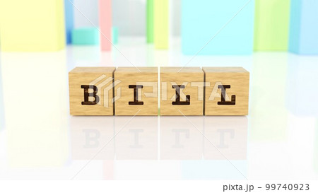 BILLの文字が印字された木製ブロック BILLの文字が印字された木製ブロック 99740923
