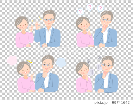 シニア夫婦の表情バリエーションイラスト素材セット シニア夫婦の表情バリエーションイラスト素材セット 99741642