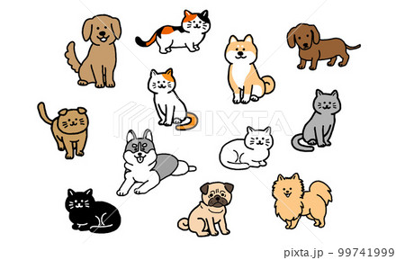 犬と猫のイラストセット（手書き） 99741999