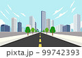 Street road to city.cityscape with sky background vector illustration.Building with road.Perspective Downtown street 99742393