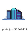 Futuristic Building pixel art style vector.Modern cityscape. Downtown icon concept. Office town landscape. 99742414