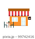 Coffee shop flat vector illustration. Simple Cafe building. Storefront with isolated background 99742416