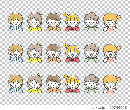 頬杖をつく子供たち 99744028