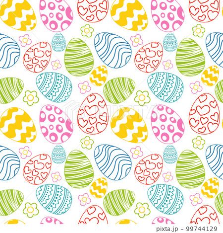pattern image for happy easter holiday with elements of color eggs and flowers 99744129