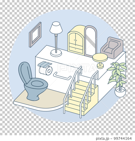 私人空間。廁所和欄杆 私人空間。廁所和欄杆 99744164