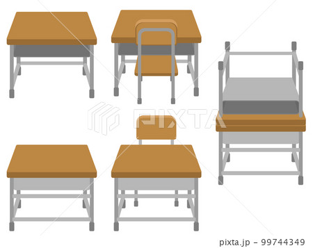 学校の机と椅子　主線なし 99744349
