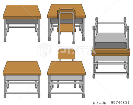 学校の机と椅子　主線あり 99744351