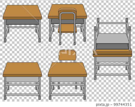 学校の机と椅子　主線あり 99744351