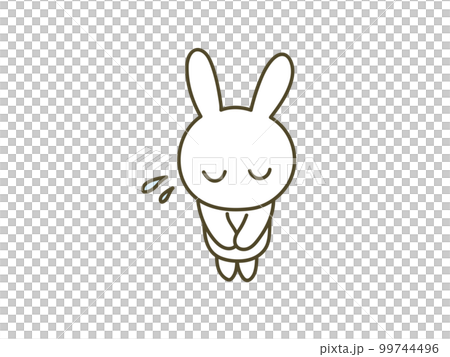 I'm sorry _ apologizing pop rabbit illustration _ plain background 99744496