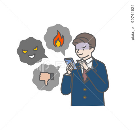 SNSで悪口や中傷を投稿をする男の子 99744624