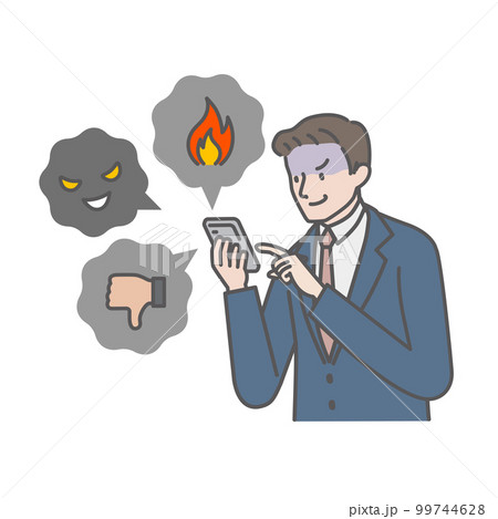 SNSで悪口や中傷を投稿をする男性 SNSで悪口や中傷を投稿をする男性 99744628