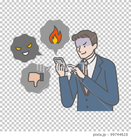 SNSで悪口や中傷を投稿をする男性 SNSで悪口や中傷を投稿をする男性 99744628