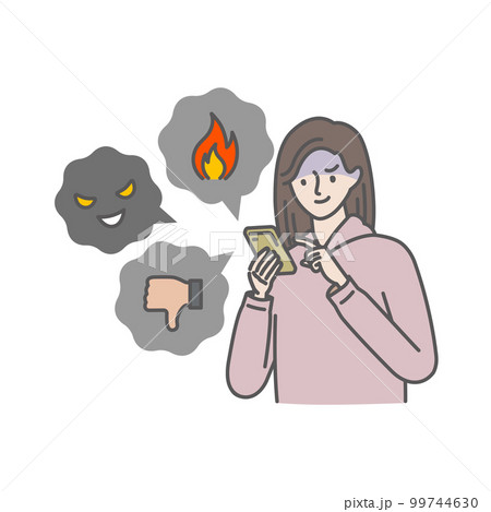 SNSで悪口や中傷を投稿をする女性 99744630