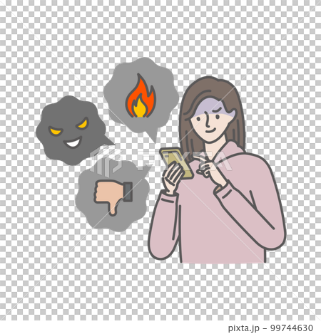 SNSで悪口や中傷を投稿をする女性 99744630