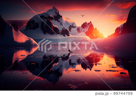 beautiful winter antarctic landscape with sun beautiful winter antarctic landscape with sun 99744709