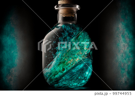 A bottle filled with colorful liquid fire 99744955