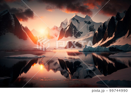 beautiful winter antarctic landscape with sun beautiful winter antarctic landscape with sun 99744990