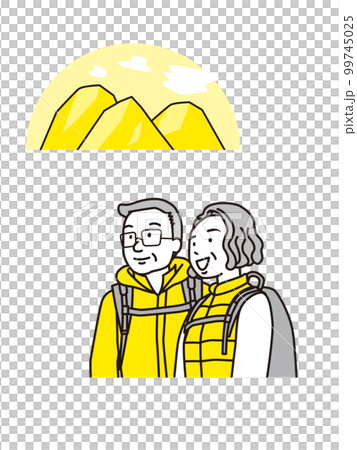 登山中のおばさまおじさま 99745025