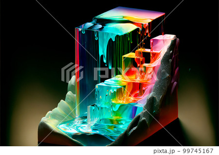 Isometric rainbow fountain frozen in glass Isometric rainbow fountain frozen in glass 99745167
