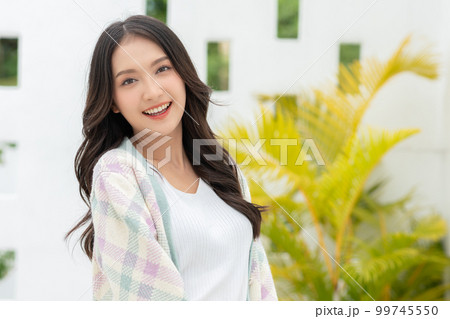 Beautiful Attractive Asian Woman smile and - Stock Photo [96198718] -  PIXTA