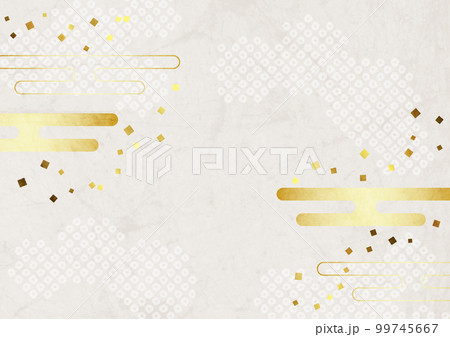 雲と鹿の子絞りの和背景ヨコ白 99745667