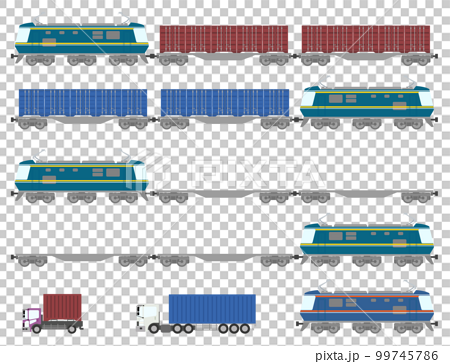 貨物列車　コンテナ　コンテナトラック　セット 99745786