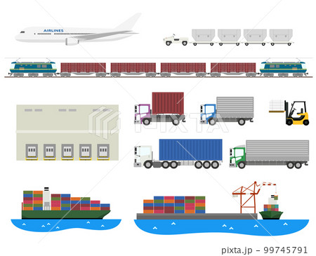 物流に関わる輸送・配送の乗り物セット 99745791