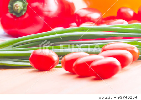 vegetables on a wooden background 99746234