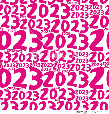 Happy New 2023 Year seamless pattern. Magenta color. Wrapping paper, textile, print, fabric. Distort numbers. Happy New 2023 Year seamless pattern. Magenta color. Wrapping paper, textile, print, fabric. Distort numbers. 99746388