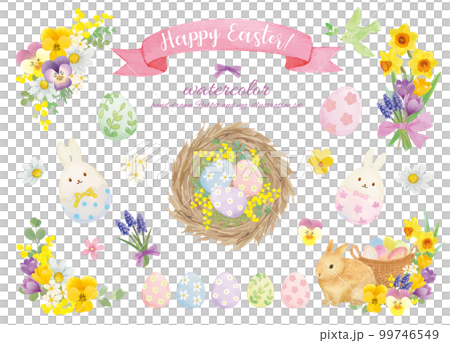 Easter material set painted by watercolor 99746549