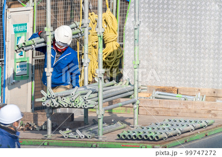 建設現場　くさび足場　ビケ　運搬　搬入　設置　撤去 99747272