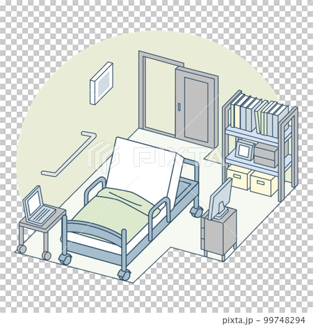 介護ベットのある部屋。仕事をしながらケアをうける 介護ベットのある部屋。仕事をしながらケアをうける 99748294