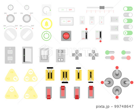ボタンスイッチレバーのカラーイラストアイコンセット 99748647