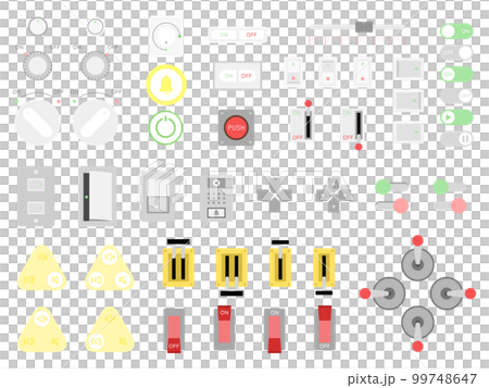 ボタンスイッチレバーのカラーイラストアイコンセット 99748647