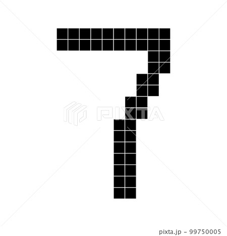 Number 7 seven, 3d cube pixel shape minecraft 8 bit 99750005