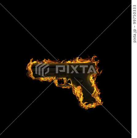 gun flame heat black background 99750333